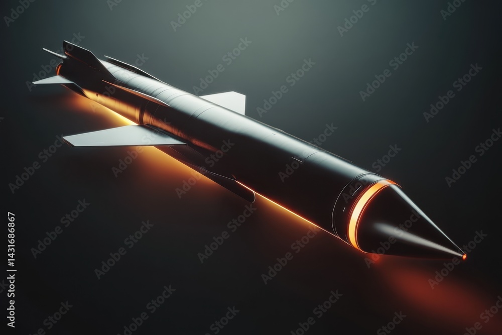 Poster advanced missile technology displayed in a futuristic design with glowing features