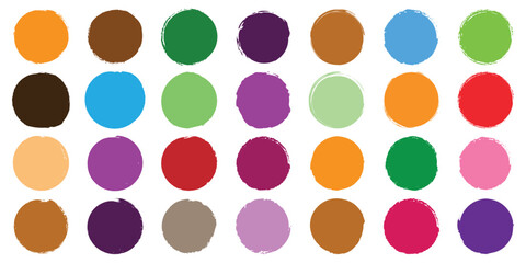Grunge circle stamp. Round circle ring in brush stroke shape, colorful template for grunge badge, seal, ink, and stamp design. brush stroke circle spots on the white background.