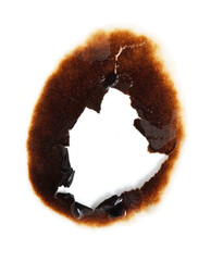 A burnt spot on a white background