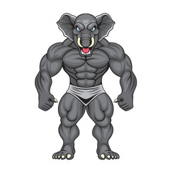 Naklejka premium strong elephant mascot vector illustration design