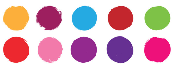 Circle, Grunge circle and round multicolored, Bloody color long and round hand-drawn brushstroke text highlights, frames, circles. 