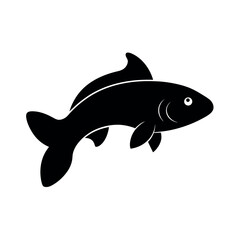 Plecostomus Fish Black Vector Silhouette Outline
