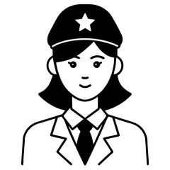Woman Officer Avatar Character Icon In Uniform With A Star Hat