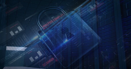 Image of digital padlock over navy background