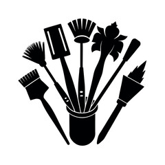 Brushes Black Vector Silhouette Outline
