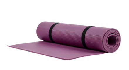 purple yoga mat isolated on a white background