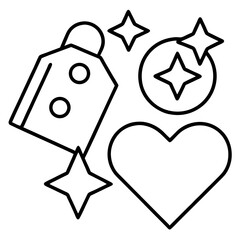 Price Tag Heart Stars Icon Outline Vector Illustration Minimalist Design