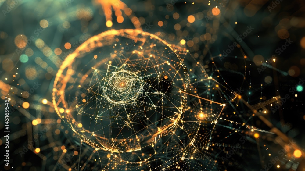 Poster abstract vivid light particle effect mysterious flowing design. seamless modern art of fractals ener