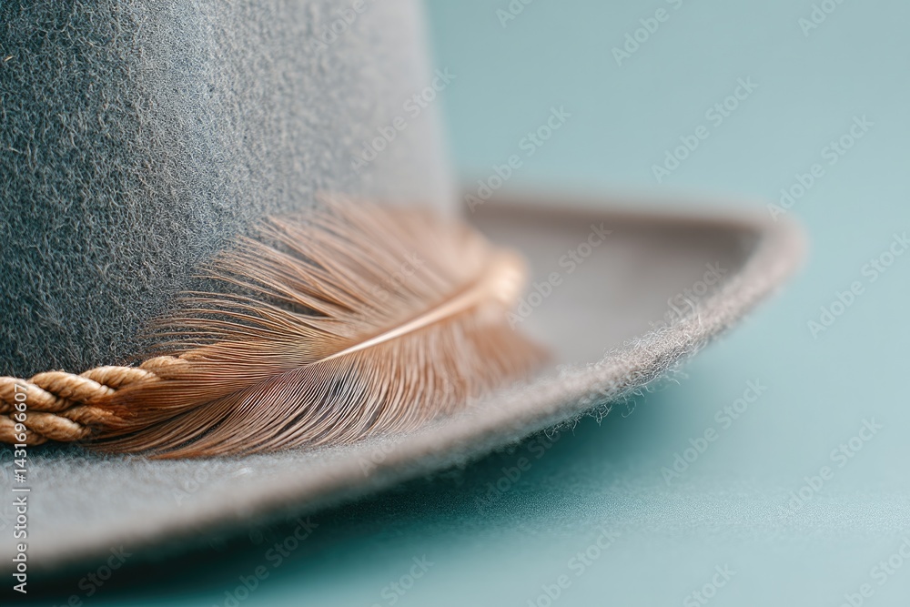 Aufkleber pirate hat adorned with single feather in minimalistic setting rests on plain surface