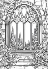 Fototapeta premium Windows To Another World Coloring Pages