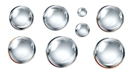 Liquid Spheres: A captivating composition of transparent, liquid spheres. Reflecting the world around, offering a serene view of a clear, clean environment.