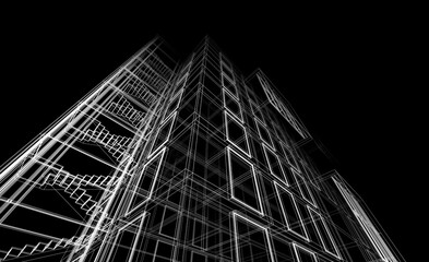 Abstract architectural 3d rendering. Background design