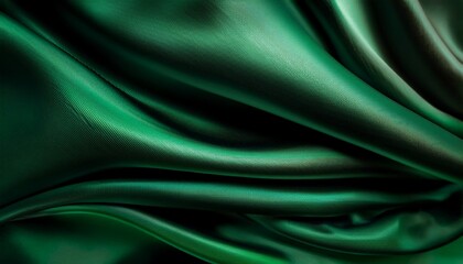 Obraz premium black green satin dark fabric texture luxurious shiny that is abstract silk cloth background with patterns soft waves blur beautiful