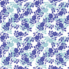 Seamless floral pattern, liberty ditsy print with a delicate rustic motif. Cute botanical design: simple small bouquets, tiny hand drawn flowers, leaves on a light background