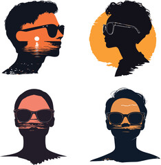Person Wearing retro sunglasses vector