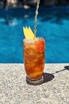 Mango Sparkling Iced Tea at the Pool