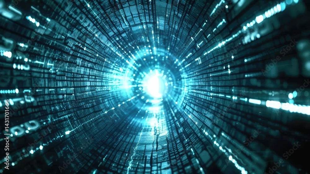 Poster abstract digital shape and particle technological cyber style design connect become system structure
