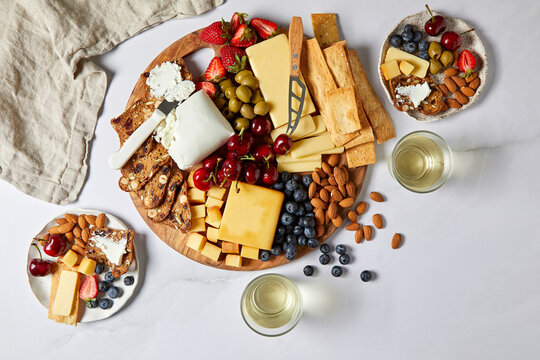 California Cheeseboard with fruit, crackers and olives