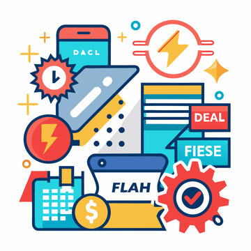Abstract Business Icons Vector Illustration Of Deal Fiess Flah Dacl With Colors