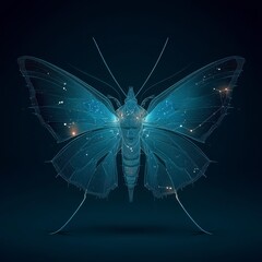 Glowing Blue Particle Butterfly Digital Art