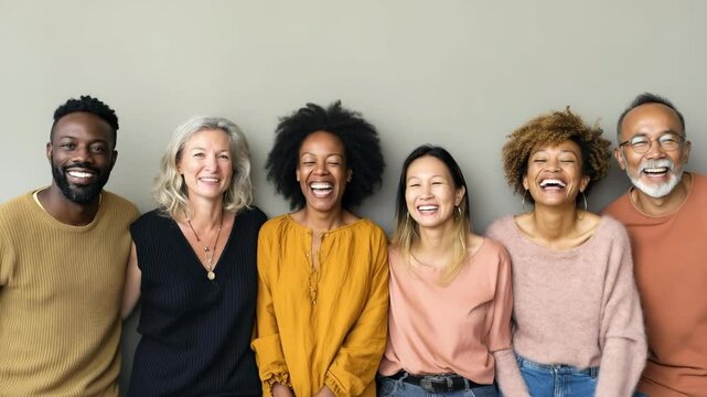 Group multiracial friends, multi race group smiling at camera. Happy young group laughing at camera Youth concept with guys and girls having fun