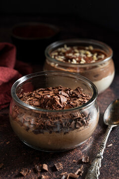 Closeup of Ricotta Chocolate Glass Desserts