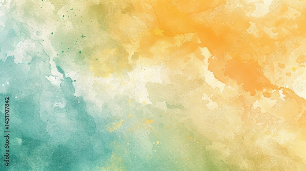 Poster the close up abstract picture of the green and yellow watercolor is mixing with an each other, the m