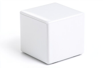 Perfect white cube with sharp edges positioned in a minimalistic setting against a clean background