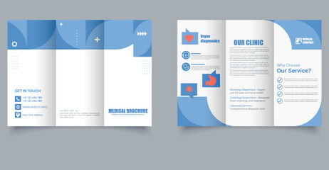 Clean Medical Tri-Fold Brochure Template Professional Healthcare Flyer Design in Blue