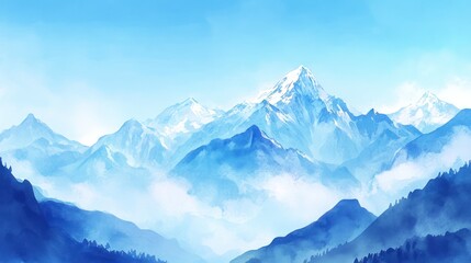 Obraz premium Snowy mountain range landscape