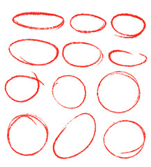 Various red circles drawn with crayon.