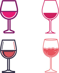 Juice full glass with outline silhouette vector