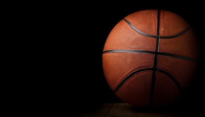 basketball on a black background panoramic background or basketball with blank space