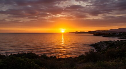 Obraz premium Spectacular Sunset over Calm Ocean Waters