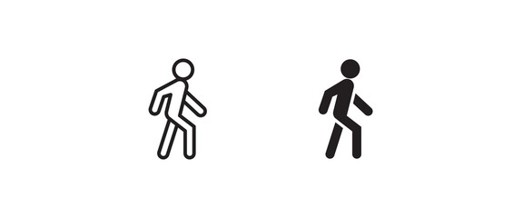 pedestrian line and flat icons set, editable stroke isolated on white, linear vector outline illustration, symbol logo design style