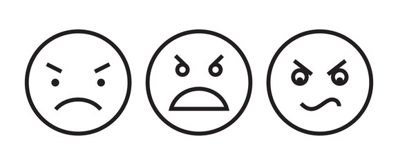 Angry, reaction symbol, Furious icon button, vector, sign, symbol, logo, illustration, editable stroke, flat design style isolated on white