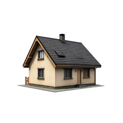 Modern Suburban House Exterior 3D Rendering - Isolated on Transparent Background