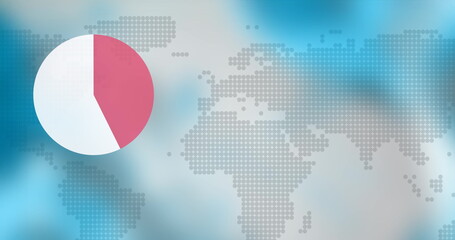 Image of circle over world map on blue background
