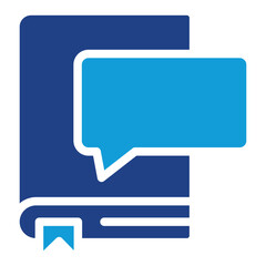 Storytelling, Book with Speech Bubble glyph blue icon