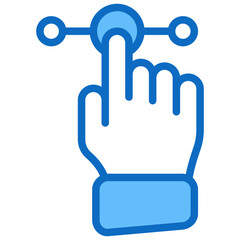 usability, Hand Pointer with Touch Points blue fill icon
