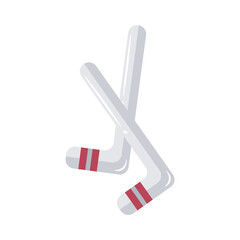 Hockey sticks in flat design. Sport accessory for Canada team uniform. Vector illustration isolated.