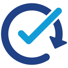 convenient, Check Mark Inside a Circle Indicating Approval and Completion glyph blue icon