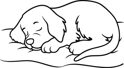 Cute Puppy Sleeping Peacefully Line Art Vector Illustration For Children