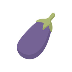 Eggplant in flat design. Vegetarian food product, purple aubergine. Vector illustration isolated.