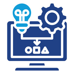 Provlem solving Solution A Conceptual Workflow glyph dual tone blue icon