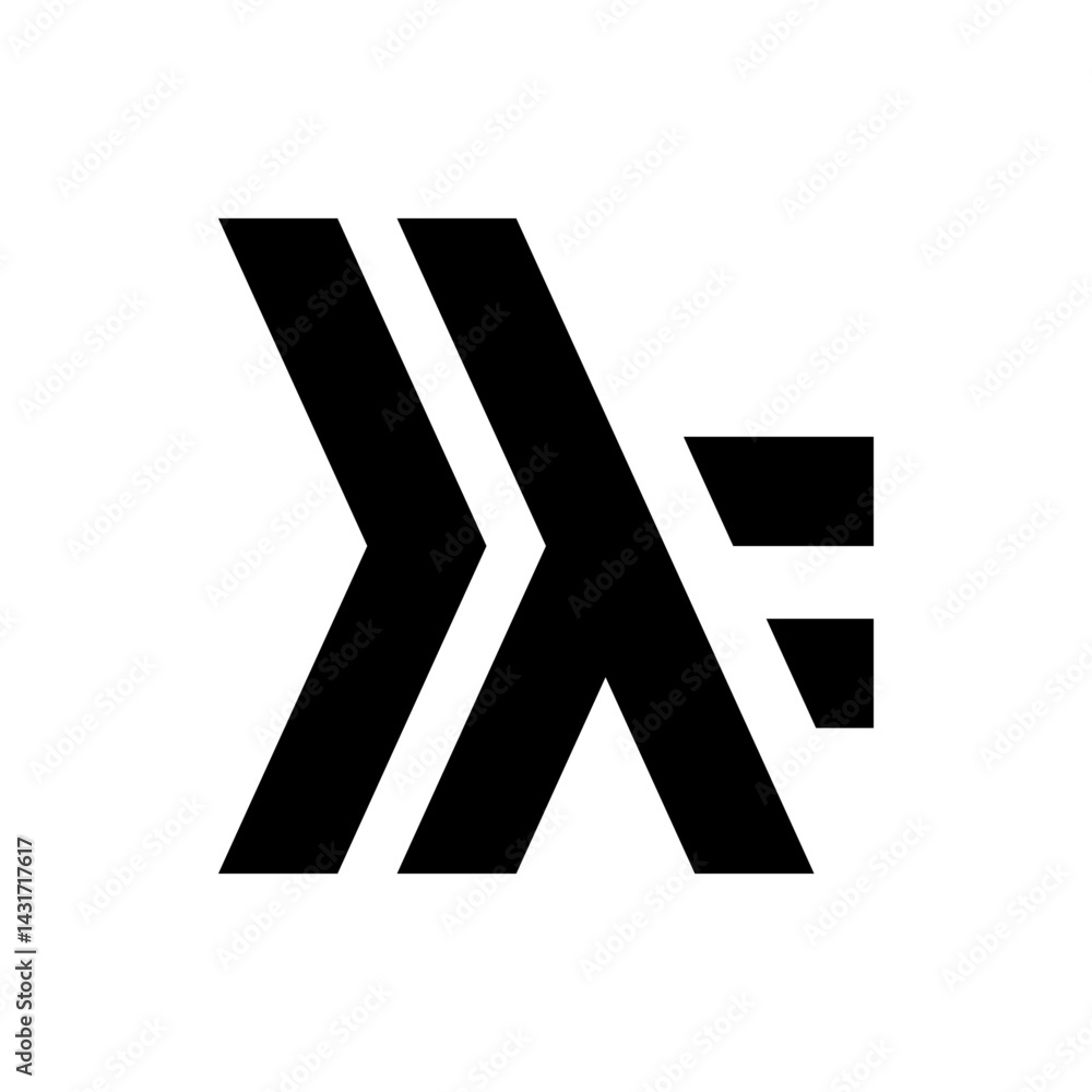 Poster Abstract black lambda symbol with geometric shapes and clean lines on a white background design element