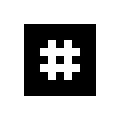 Illustration of a black square with a white plus sign shape in the center and a small square in the middle