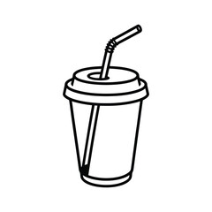 Drink Cup with Straw Icon – Minimal Line Art of Takeaway Beverage Container