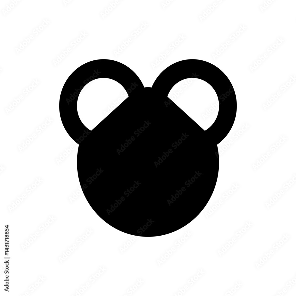 Poster illustration of a stylized black bear head with round ears and a simple triangular nose shape design