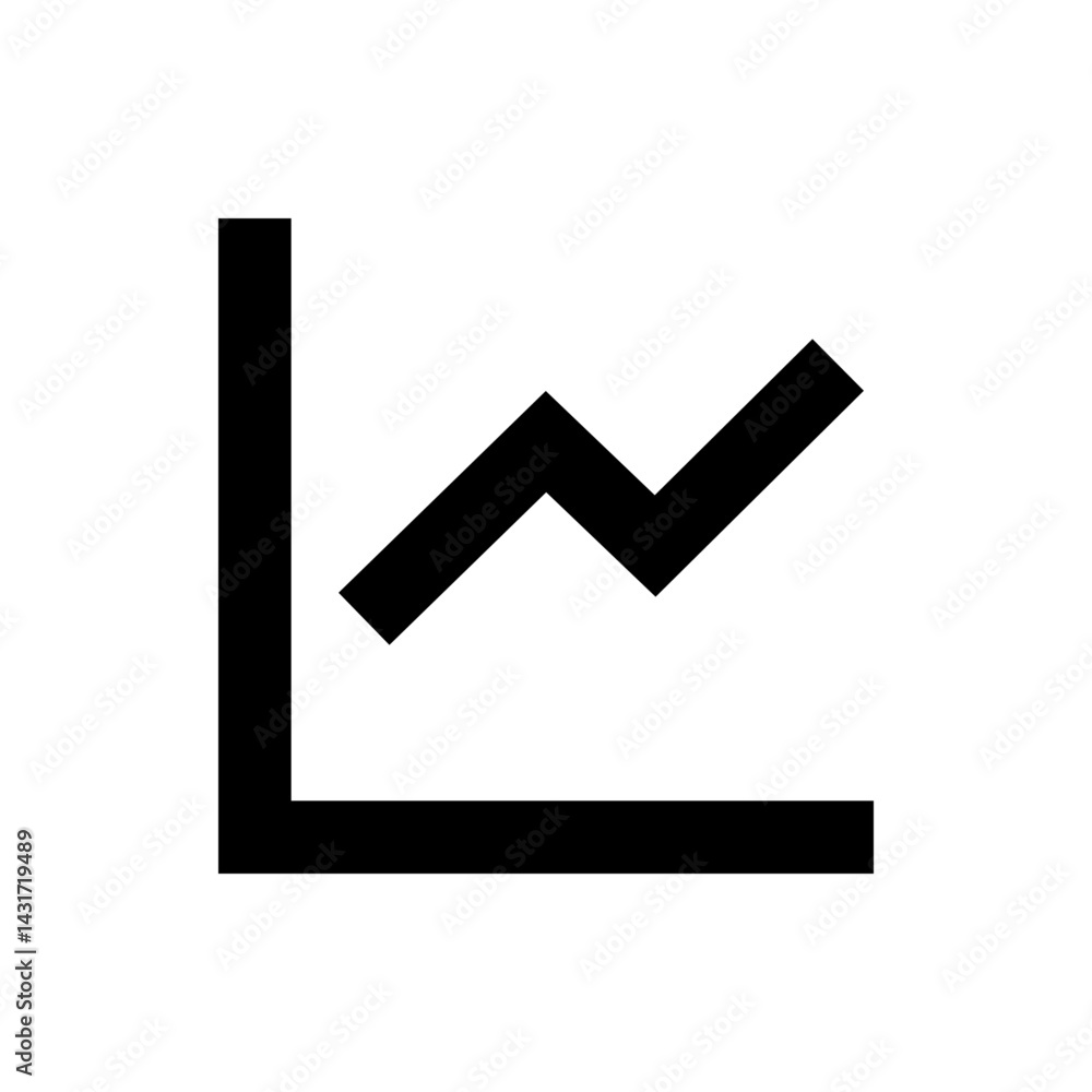 Aufkleber black and white illustration of a graph with an upward trend on a coordinate system visual display